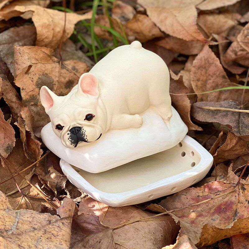 陶瓷法斗摆件手工桌面陶器法国斗牛犬周边可爱陶艺
