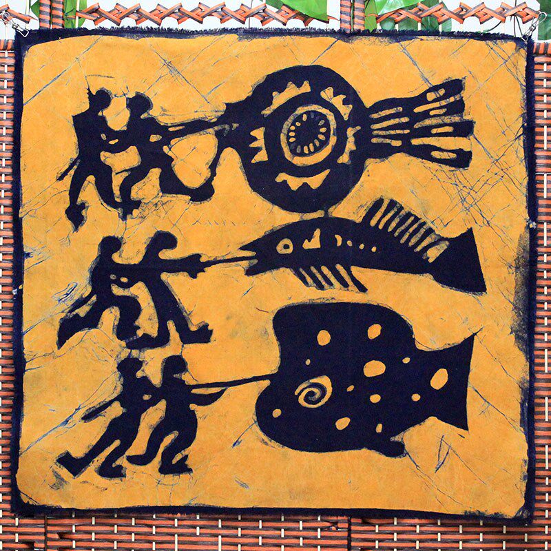 蜡染画抽象布画满载而归云南特色背景画民族工艺品餐厅卧室装饰画
