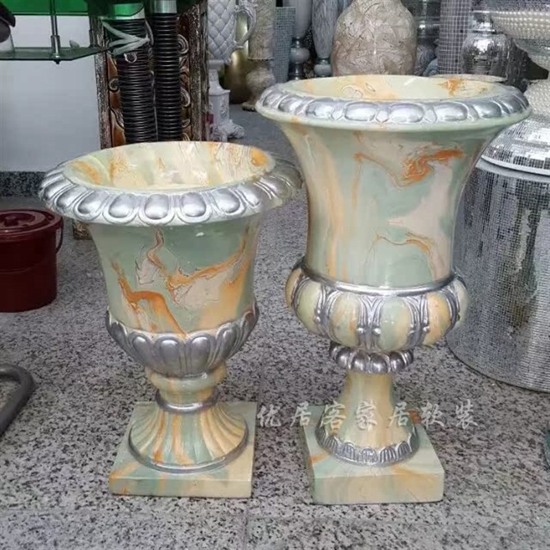 玻璃钢落地大花瓶花器干花插花别墅摆件客厅酒店装饰品