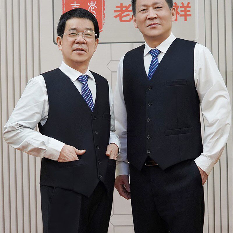 西装马甲中年男士马夹黑色男式网红2023年新款薄款中老年春秋外搭图片
