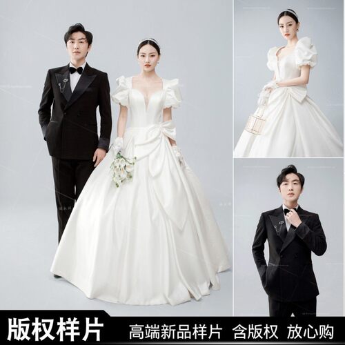 婚纱照样片2021新品影楼高端室内单色小清新薇拉客样韩式白纱样片