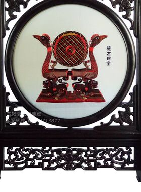 湖北武汉特色文化工艺礼品汉绣黄鹤楼屏风画虎座鸟架鼓汉绣礼品