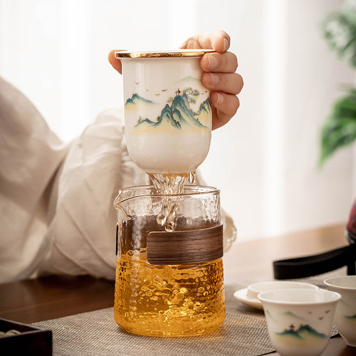 玻璃旅行茶具套组可携式包户外泡茶壶陶瓷快客杯露营喝茶装备送礼