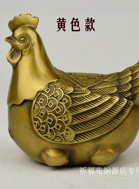 纯铜鸡摆件小号母鸡铜鸡摆件工艺品仿古做旧黄铜包邮