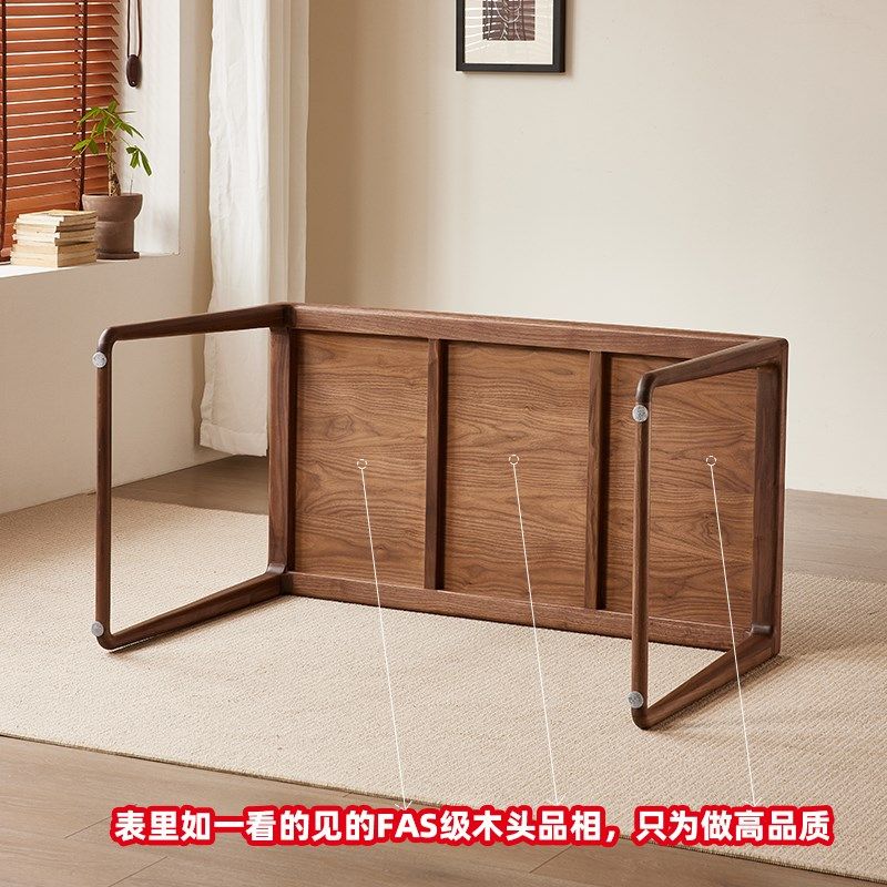 蕉也茶桌实木1米新中式北美黑胡桃茶台小户型阳台家用茶台全原木图片