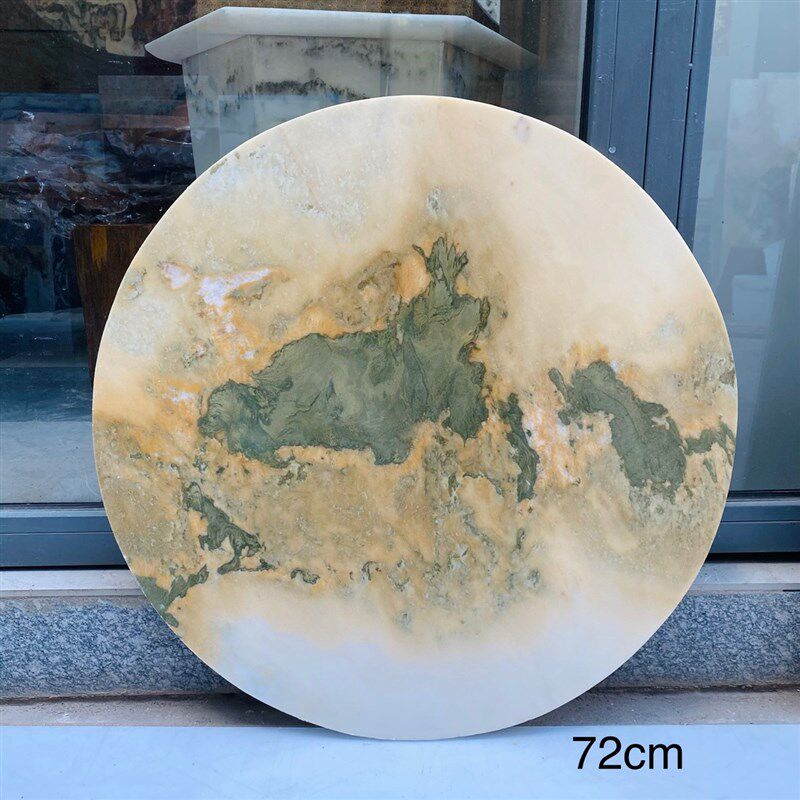 圆形山水壁画屏风片背景墙居家玄关新中式装饰天然大理石制品包邮