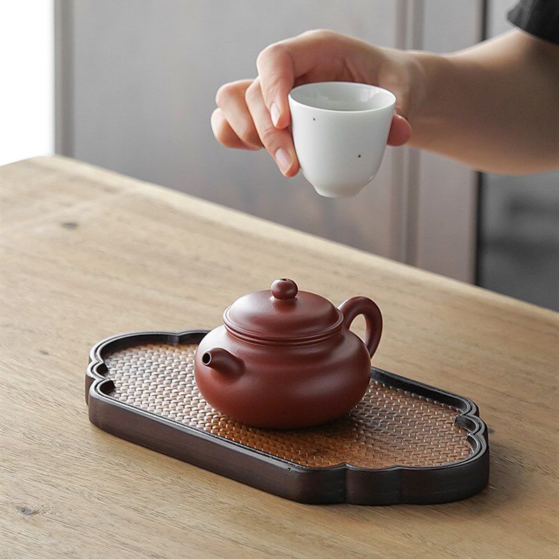 重竹席面茶盘干泡盘禅意壶承茶托编织席面杯垫蓄水茶托茶具零配件