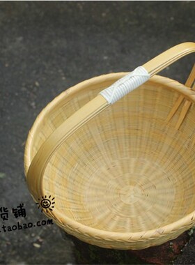 传统纯手工竹青编 提篮 食盒 竹篮工艺精湛民间手艺人需定制