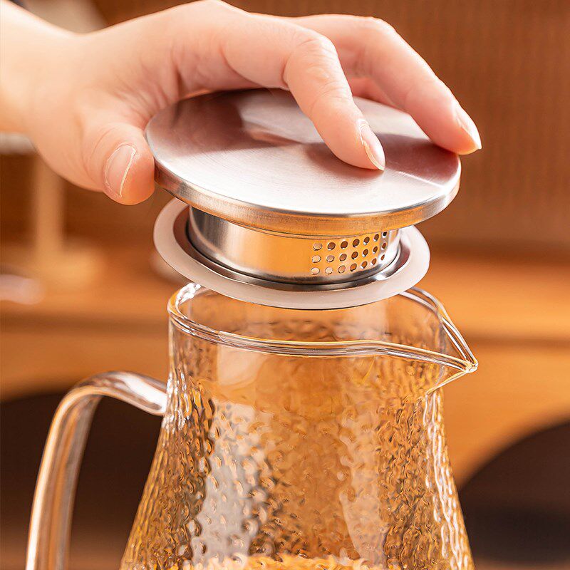 冷水壶锤纹玻璃水壶家用泡茶壶冷泡瓶凉水杯冰箱凉水壶套装