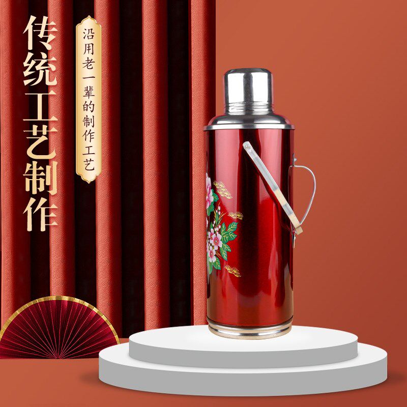 传统手提怀旧热水瓶复古婚庆开水瓶老式中国风保温壶茶瓶铝壳暖瓶