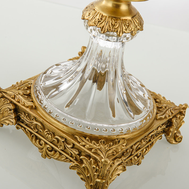美式欧式水晶玻璃纯铜软装客厅家居装饰品花瓶花插花器奢华摆件