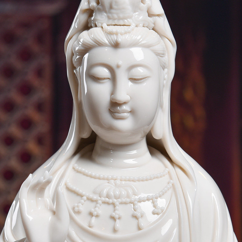 戴玉堂陶瓷普陀山南海观音佛像站像供奉神像家用观世音菩萨像摆件