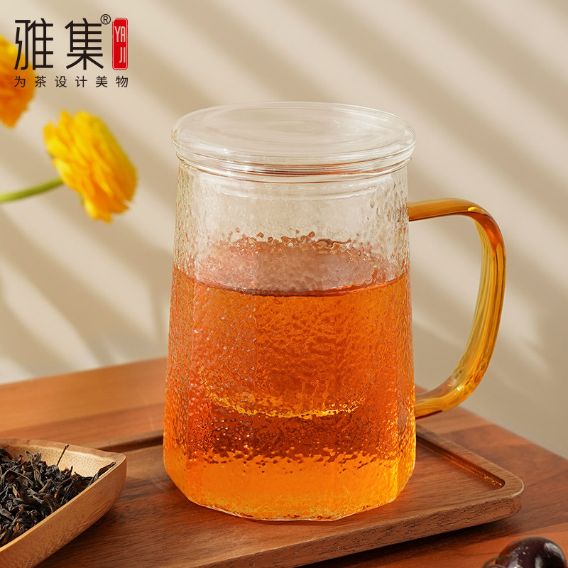 雅集茶具筑茗杯茶杯高硼硅耐热过滤泡茶杯个人专用家用办公玻璃杯
