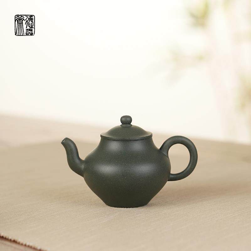 德弈斋宜兴紫砂茶壶茶具中式复古九十年代一厂墨绿泥丁洪军清赏壶