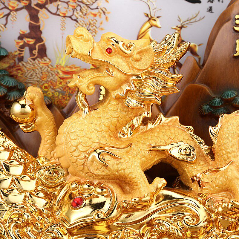 财富兴隆招财龙摆件平安扣客厅玄关办公室酒柜装饰品乔迁开业礼物