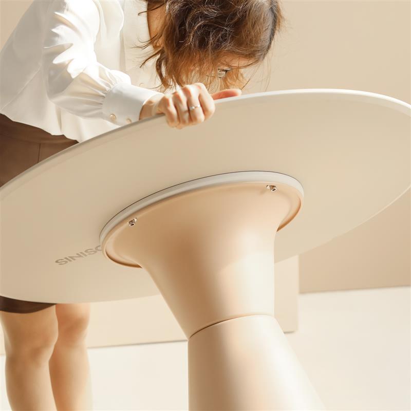 北欧简约岩板圆桌家用白色餐桌小户型咖啡厅洽谈桌办公设计师餐台