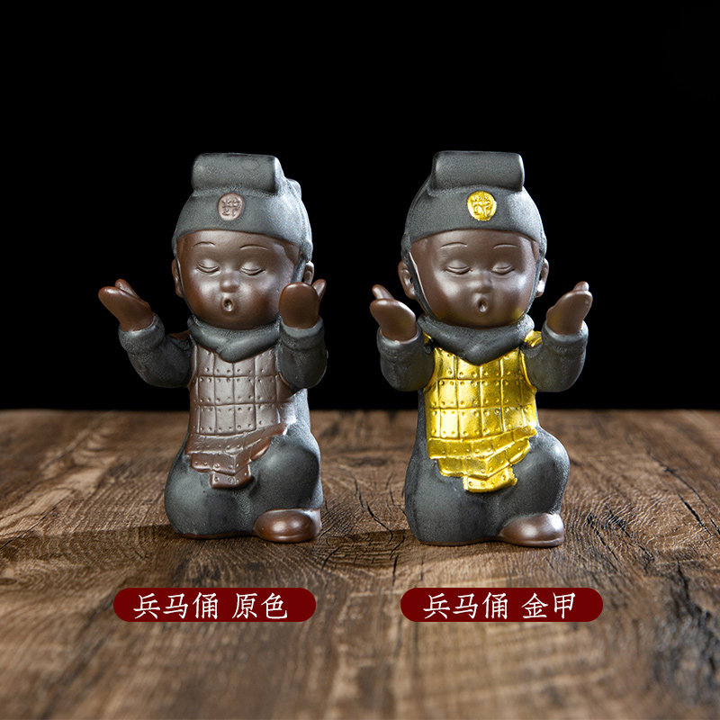 陕西特色西安旅游纪念小礼品紫砂兵马俑茶宠笔架创意摆件送老外