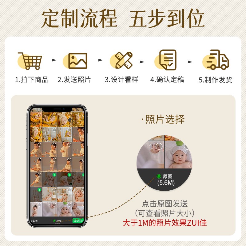 宝宝相框摆台定制照片加打印洗婴儿一周岁相片做成高级感水晶相册