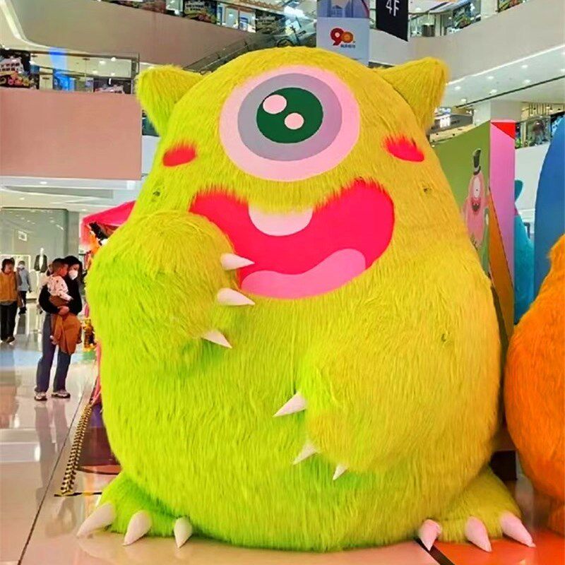 超大毛绒粉色兔子长毛爱心草莓熊怪兽网红户外打卡点拍照道具美陈