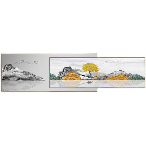 新中式客厅装饰画叠加轻奢风景山水画沙发背景墙挂画大气卧室壁画