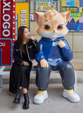 玻璃钢雕塑卡通猫网红打卡商场店门口户外休闲商业街装饰摆件定制