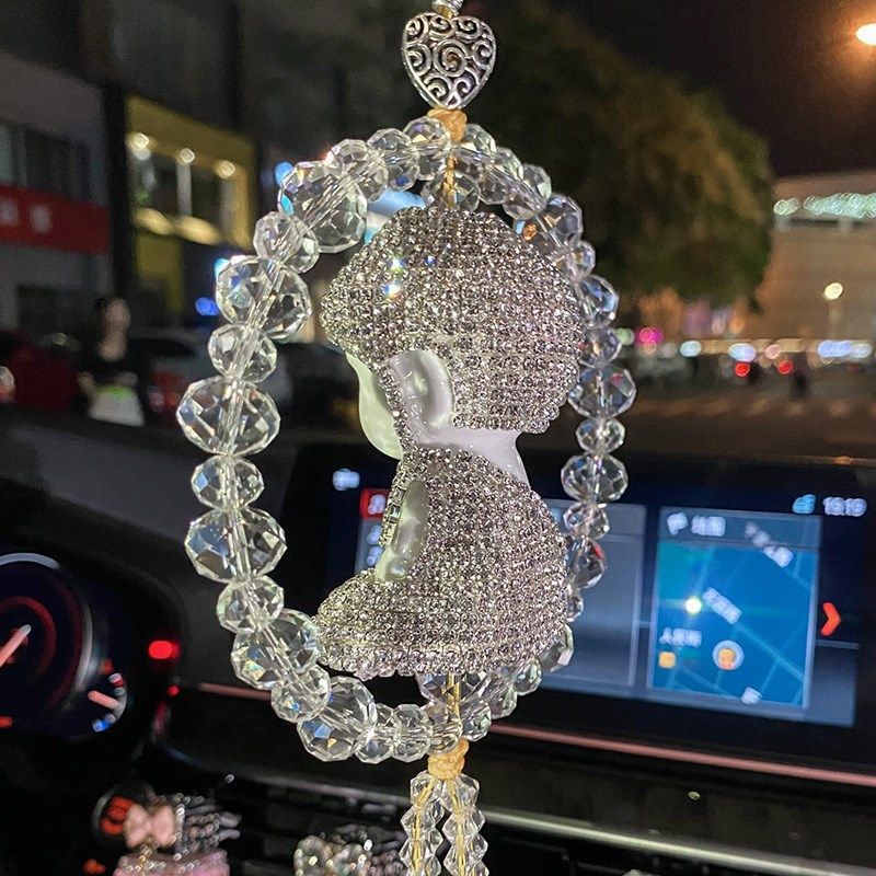 汽车后视镜挂件水晶佛挂饰车上摆件平安符车饰品车用吊坠创意礼品