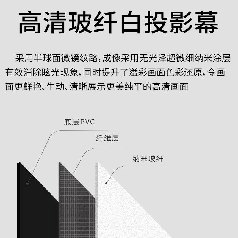 抗光画框投影幕布100寸激光超短焦菱栅120寸中长焦黑钛晶家用波纤