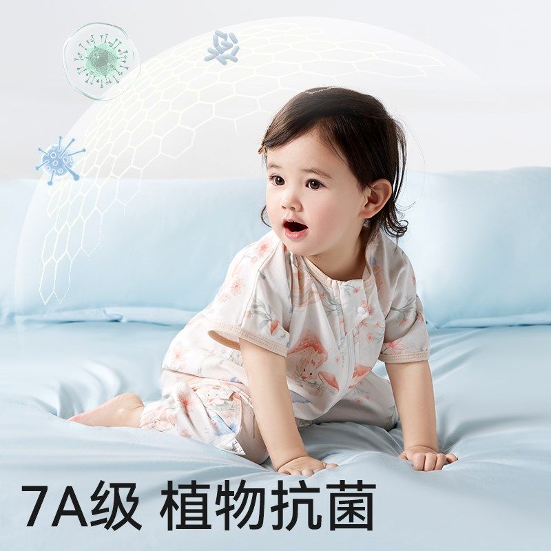 棉奇熊婴儿睡袋夏季薄款纱布宝宝儿童夏天分腿防踢被神器四季通用