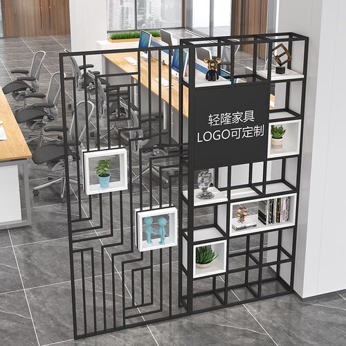 铁艺置物架饭厅咖啡厅屏风装饰架办公一体式工业风室内隔断花架