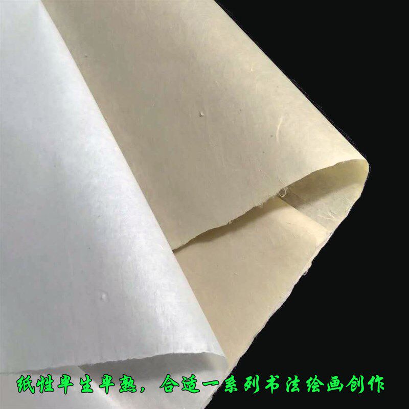 楮皮纸纯手工精制老年陈纸半生熟书法山水国画创作专用纤维古宣纸