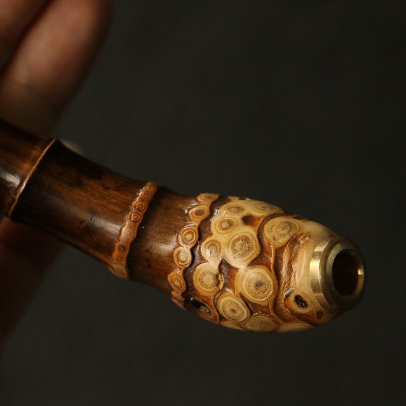 精品纯手工制作天然满钉紫竹根烟嘴竹制把玩小烟斗粗烟孔可拆卸嘴