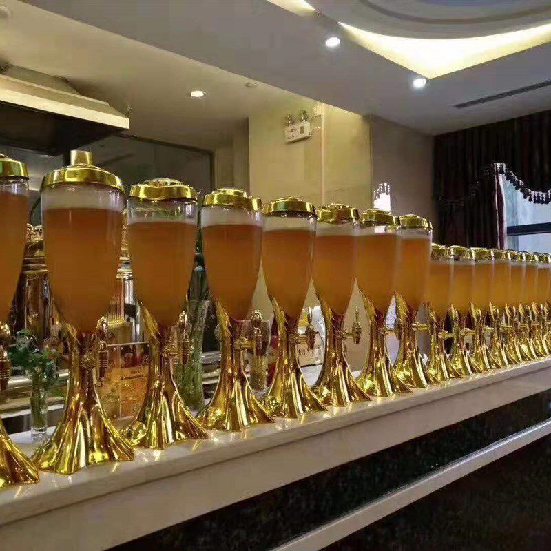 发光创意商用酒柱1.5L3L扎啤酒炮泡桶塔果汁酱香油桶KTV分酒器