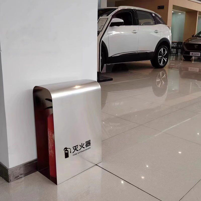 不锈钢灭火器箱酒店商场专用2只装圆弧加厚箱消防器材4S放置箱子