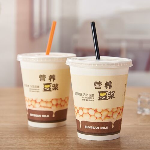 加厚现磨豆浆杯子一次性商用带盖豆浆纸杯早餐店专用打包粥杯定制