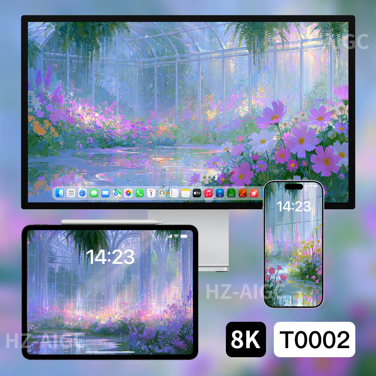 雨后玻璃温室电脑手机壁纸高清插画风景治愈系动漫背景素材8K版
