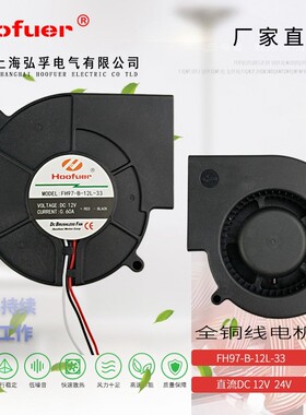 弘孚微型离心鼓风机12V 烧烤炉风扇9733 7530 12032高速DC24v强力