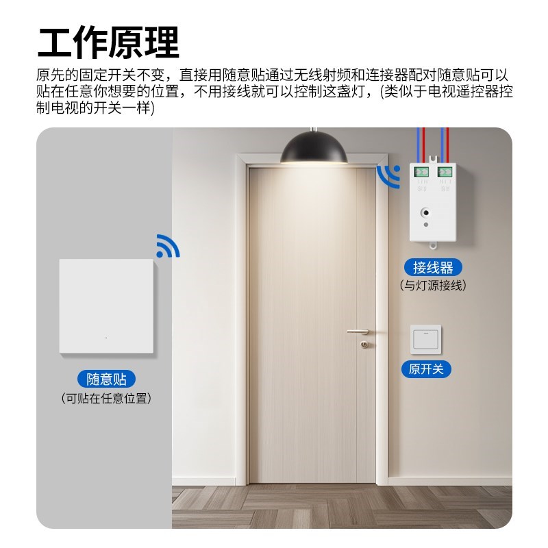 无线遥控开关控制器220v面板免布线双控家用随意贴灯光照明摇智能