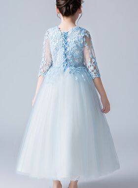女童礼服婚纱裙小公主生日聚会钢琴六一表演中袖礼服裙蓬蓬连衣裙