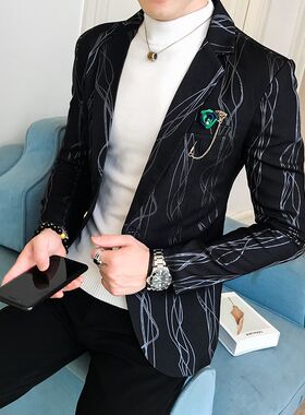秋季新款小西服男士韩版修身潮流帅气单西青年便服发型师西装外套