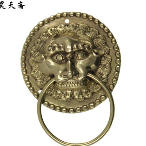昊天斋 铜雕新中式古门环大门彷古拉手大门小院门兽头纯铜把手