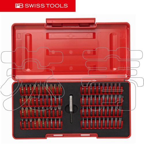 原装瑞士PB SWISS TOOLS 80件批头套装+磁性座+转接杆PB C6.991