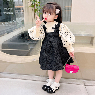 女童连衣裙两件套长袖儿童2025春装新款春秋公主裙女宝小童套装裙