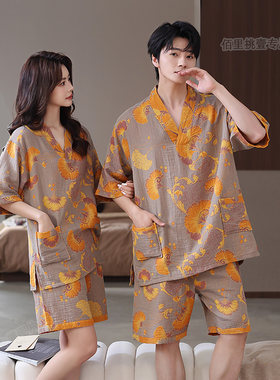 夏天薄男女情侣款汗蒸服桑拿服纯棉浴衣大码全棉温泉浴服睡衣套装