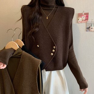 针织背心马甲女秋季2024新款宽松慵懒风女士毛衣开衫外搭羊绒上衣