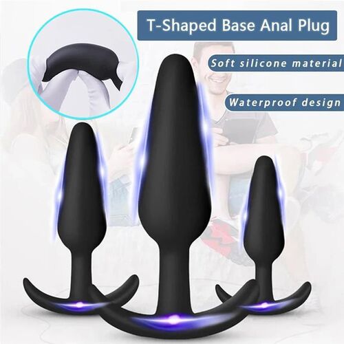 T Shape Anal Plug 3 Sizes Soft Silicone Butt Plug Stimulator
