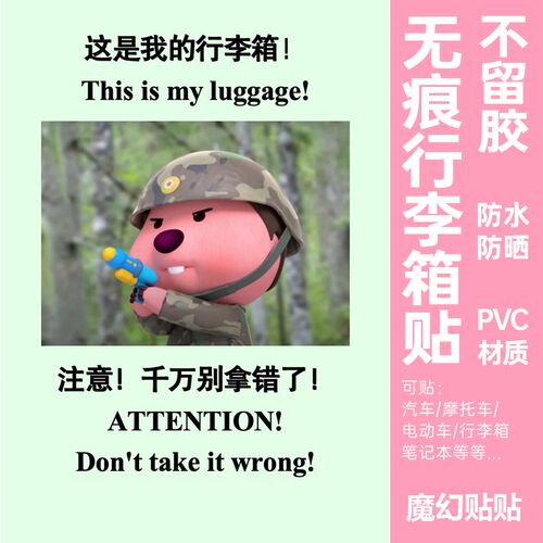 loopy行李箱贴纸防水不留胶出国留学防丢防拿错行李托运识别贴纸