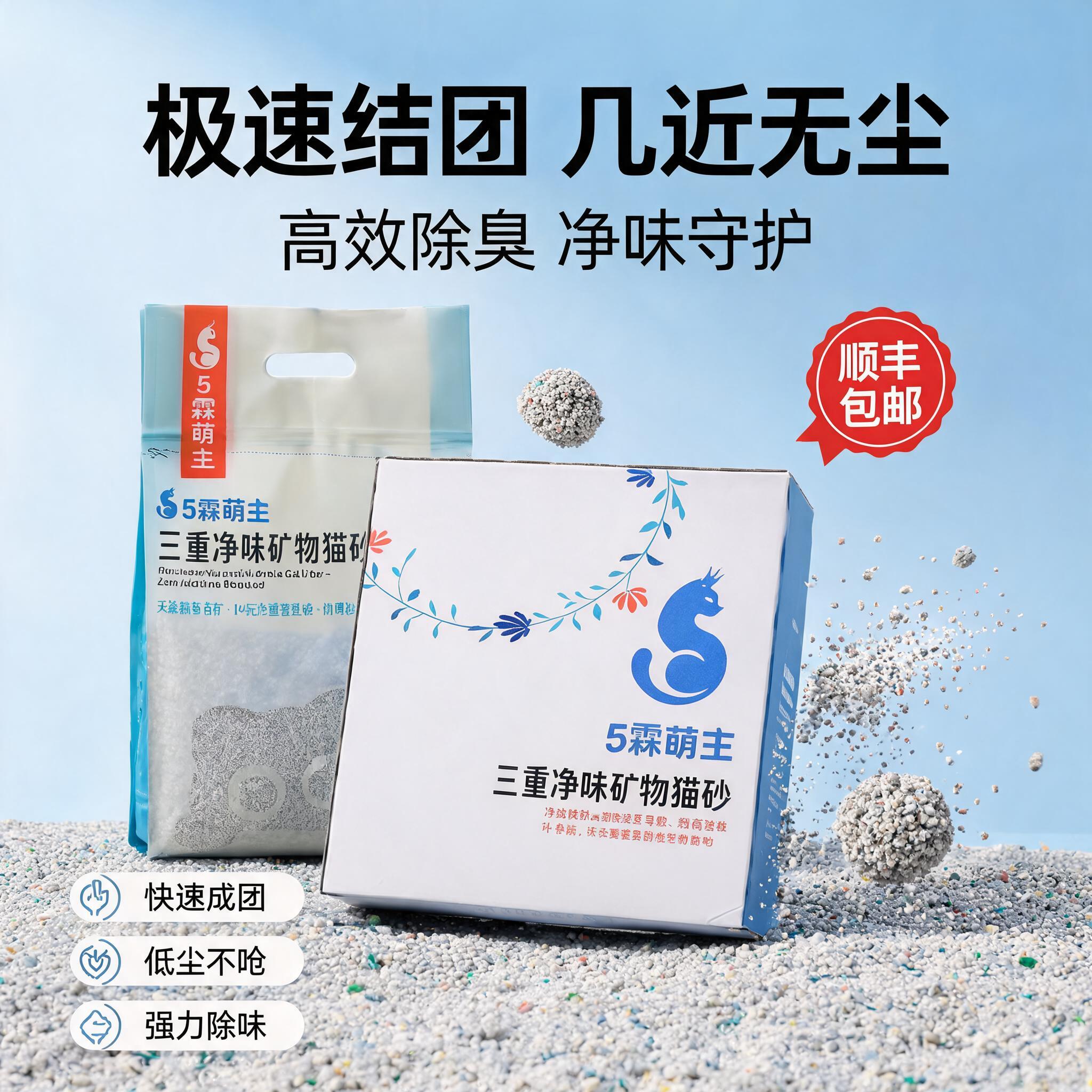 除臭结团近乎无尘天然纳基矿砂