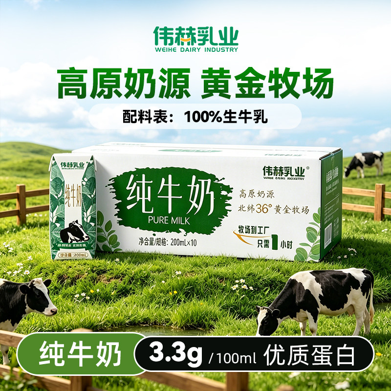 6月产 纯牛奶200ml*10盒整箱优质蛋白 学生营养早餐奶 100%生牛乳实拍图 商品