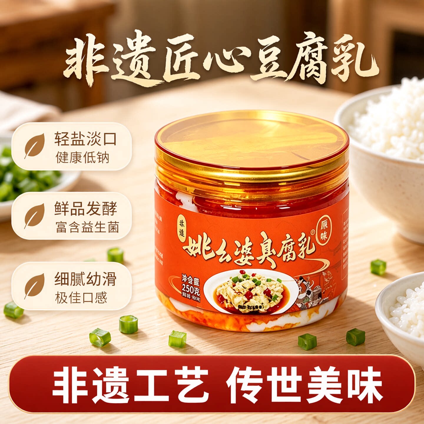 姚幺婆臭腐乳传统手工豆腐乳发酵菌霉豆腐减盐腐乳拌饭佐餐酱罐装