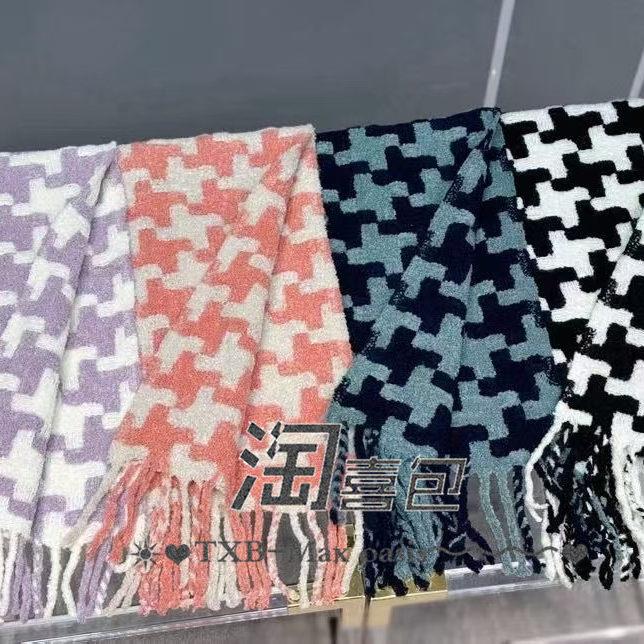 淘喜包自主 千鸟格羊驼毛围巾围巾定制/加工